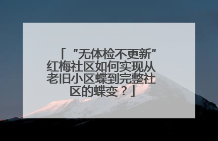 “无体检不更新”红梅社区如何实现从老旧小区蝶到完整社区的蝶变？