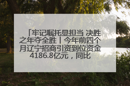 牢记嘱托显担当 决胜之年夺全胜丨今年前四个月辽宁招商引资到位资金4186.8亿元，同比增长17.4%