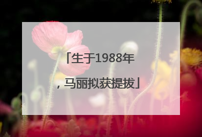 生于1988年，马丽拟获提拔