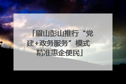 眉山彭山推行“党建+政务服务”模式 精准惠企便民