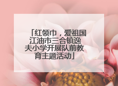 红领巾，爱祖国 江油市三合镇逸夫小学开展队前教育主题活动
