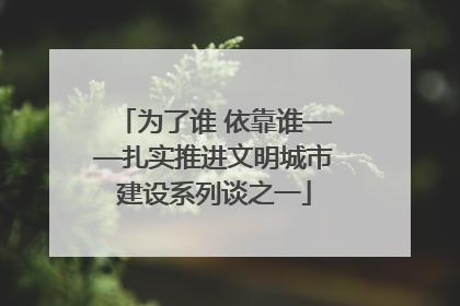 为了谁 依靠谁——扎实推进文明城市建设系列谈之一