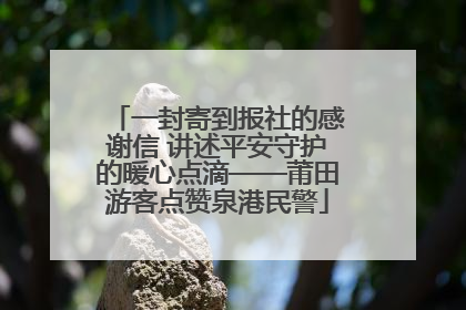 一封寄到报社的感谢信 讲述平安守护的暖心点滴——莆田游客点赞泉港民警