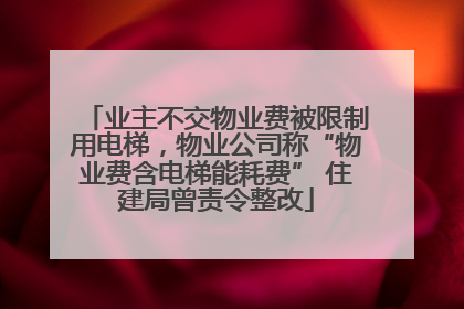 业主不交物业费被限制用电梯，物业公司称“物业费含电梯能耗费” 住建局曾责令整改