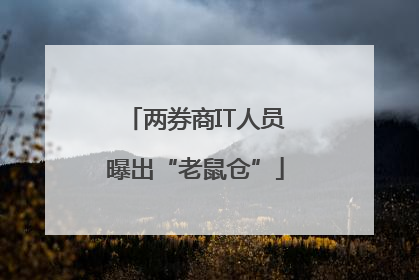 两券商IT人员曝出“老鼠仓”
