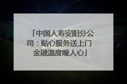 中国人寿安阳分公司：贴心服务送上门 金融温度暖人心