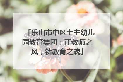 乐山市中区土主幼儿园教育集团：正教师之风，铸教育之魂