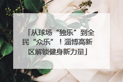 从球场“独乐”到全民“众乐”！淄博高新区解锁健身新力量