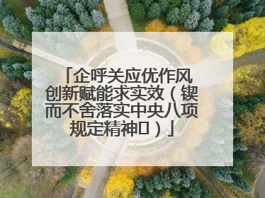 企呼关应优作风 创新赋能求实效（锲而不舍落实中央八项规定精神⑭）