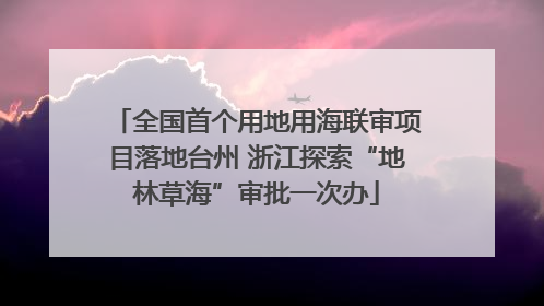全国首个用地用海联审项目落地台州 浙江探索“地林草海”审批一次办