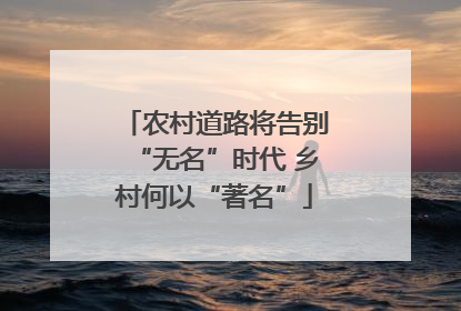 农村道路将告别“无名”时代 乡村何以“著名”