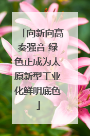 向新向高奏强音 绿色正成为太原新型工业化鲜明底色
