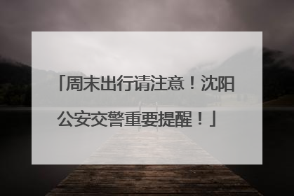 周末出行请注意！沈阳公安交警重要提醒！