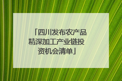 四川发布农产品精深加工产业链投资机会清单