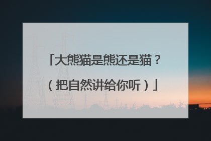 大熊猫是熊还是猫？（把自然讲给你听）