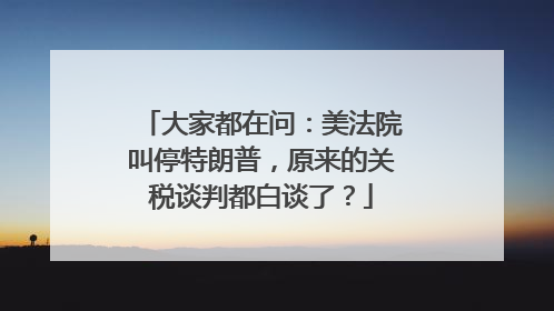 大家都在问：美法院叫停特朗普，原来的关税谈判都白谈了？