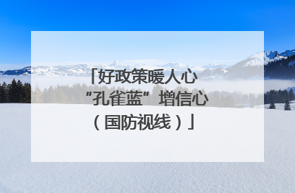 好政策暖人心 “孔雀蓝”增信心（国防视线）