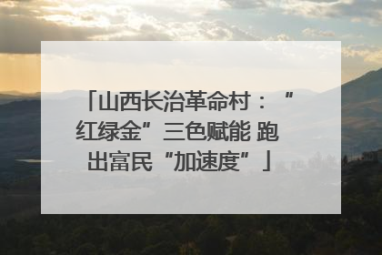 山西长治革命村：“红绿金”三色赋能 跑出富民“加速度”