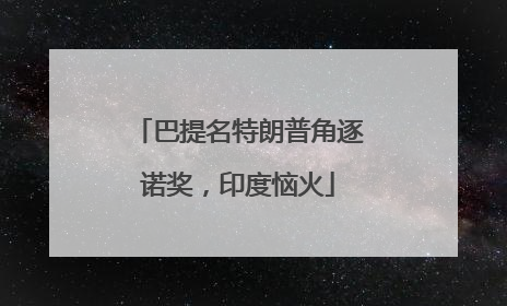 巴提名特朗普角逐诺奖，印度恼火