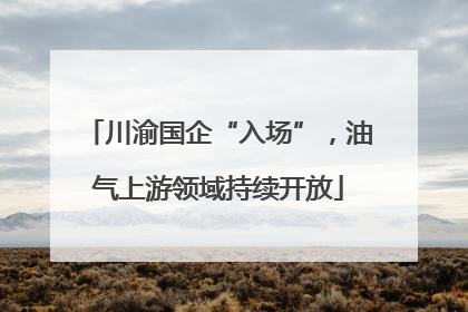 川渝国企“入场”，油气上游领域持续开放