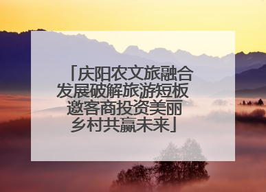庆阳农文旅融合发展破解旅游短板 邀客商投资美丽乡村共赢未来