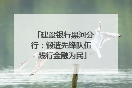 建设银行黑河分行：锻造先锋队伍 践行金融为民