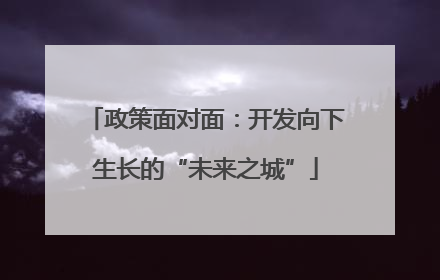 政策面对面：开发向下生长的“未来之城”