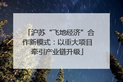 沪苏“飞地经济”合作新模式：以重大项目牵引产业链升级