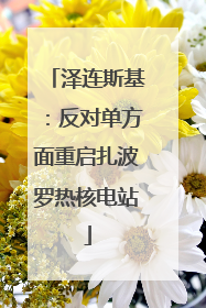泽连斯基：反对单方面重启扎波罗热核电站