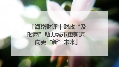 海岱财评｜财政“及时雨”助力城市更新迈向更“新”未来