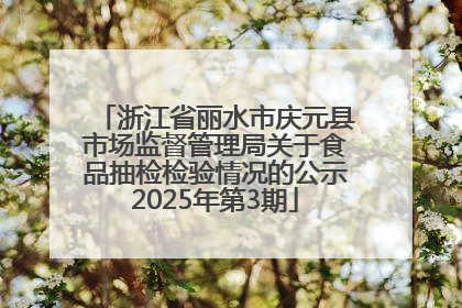 浙江省丽水市庆元县市场监督管理局关于食品抽检检验情况的公示2025年第3期