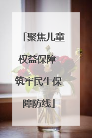 聚焦儿童权益保障 筑牢民生保障防线