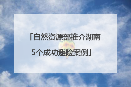 自然资源部推介湖南5个成功避险案例