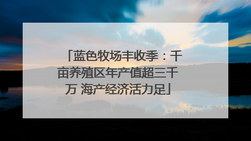 蓝色牧场丰收季：千亩养殖区年产值超三千万 海产经济活力足