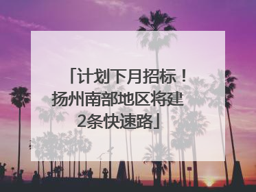 计划下月招标！扬州南部地区将建2条快速路