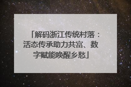 解码浙江传统村落：活态传承助力共富、数字赋能唤醒乡愁