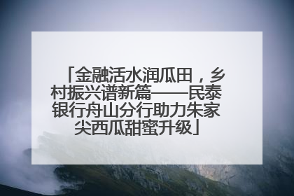 金融活水润瓜田，乡村振兴谱新篇——民泰银行舟山分行助力朱家尖西瓜甜蜜升级