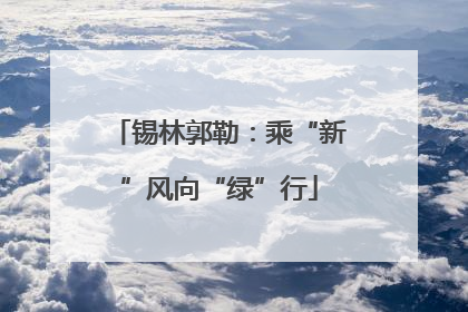 锡林郭勒：乘“新”风向“绿”行