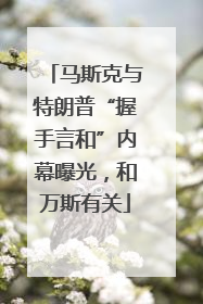 马斯克与特朗普“握手言和”内幕曝光，和万斯有关