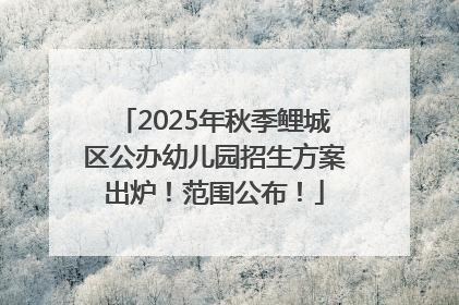 2025年秋季鲤城区公办幼儿园招生方案出炉！范围公布！